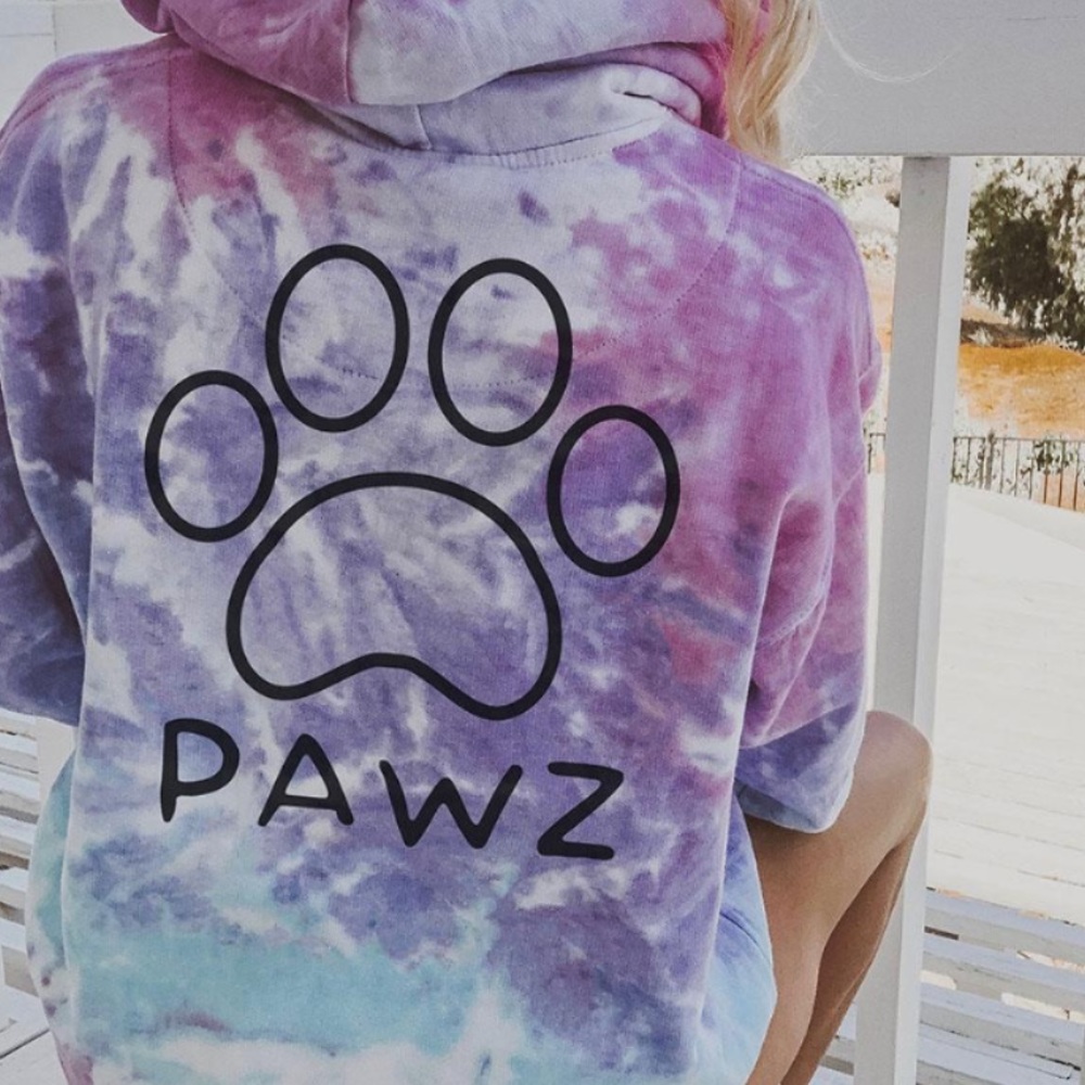 Paws Cotton Candy Black Classic Tye Dye Hoodie